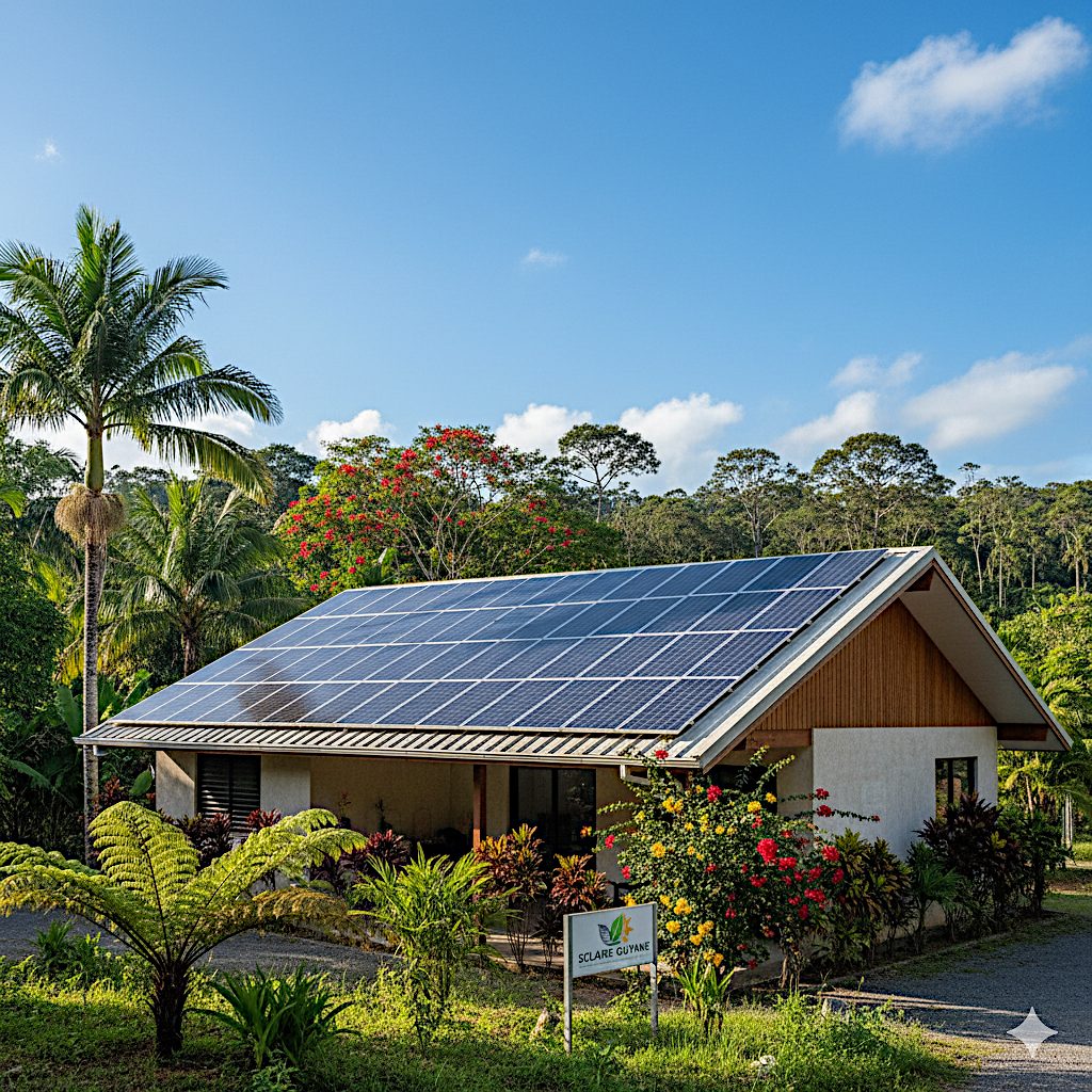 Maison guyanaise équipée de panneaux solaires